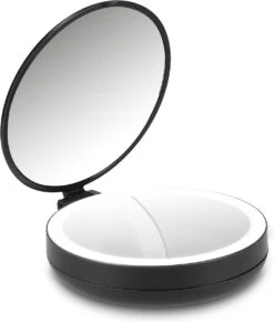 Navaris 1x/5x Vergrotende Make-up Spiegel - Compacte Opvouwbare Kap- En Reisspiegel - Led-verlichte Dubbelzijdige Make-upspiegel - Zwart -Cosmetica Aanbiedingen 1023x1200