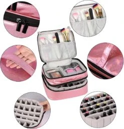 YONO Nagellak Tas - Nagelkoffer Beautycase - Cosmetica Koffer - Manicure Organizer - Roze -Cosmetica Aanbiedingen 1160x1200