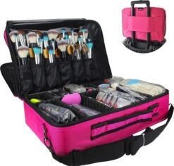 Cosmetica Koffer - Make-up Koffer Met Verstelbare Vakken - Visagie En Nagelstyliste Beauty Koffer - 40x30x14CM - Roze -Cosmetica Aanbiedingen 1200x1146