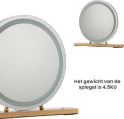 Nuvoo Make-up Spiegel - Visagie Spiegel - Hollywood Spiegel - Diameter 50cm - 3 Licht Tinten - Dimbaar - USB Telefoonoplader - Goud -Cosmetica Aanbiedingen 1200x1152