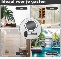 Make Up - Spiegel - Led Verlichting - 10X Vergroting - 3 Lichtstanden - Wandspiegel Rond - Badkamer - Mat Zwart - Draadloos -Cosmetica Aanbiedingen 1200x1170 5