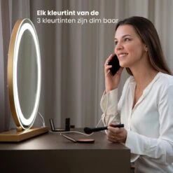 Nuvoo Make-up Spiegel - Visagie Spiegel - Hollywood Spiegel - Diameter 50cm - 3 Licht Tinten - Dimbaar - USB Telefoonoplader - Goud -Cosmetica Aanbiedingen 1200x1200 131