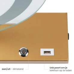 Nuvoo Make-up Spiegel - Visagie Spiegel - Hollywood Spiegel - Diameter 50cm - 3 Licht Tinten - Dimbaar - USB Telefoonoplader - Goud -Cosmetica Aanbiedingen 1200x1200 132