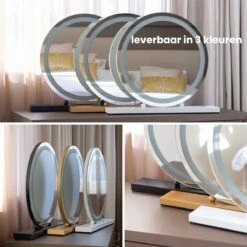 Nuvoo Make-up Spiegel - Visagie Spiegel - Hollywood Spiegel - Diameter 50cm - 3 Licht Tinten - Dimbaar - USB Telefoonoplader - Goud -Cosmetica Aanbiedingen 1200x1200 133