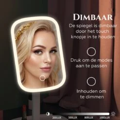 HighHome - Make Up Spiegel Met Led Verlichting - Inclusief 10x Spiegel - 3 Warmtes - 360 °C Draaibaar -Cosmetica Aanbiedingen 1200x1200