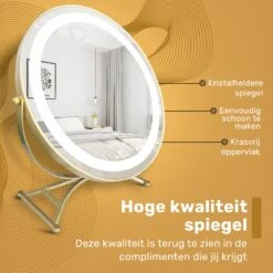Great's® Make Up Spiegel Met LED Verlichting - ⌀ 40cm - Visagie Spiegel Rond - Extra Close Up Spiegeltje 10x - Goud -Cosmetica Aanbiedingen 1200x1200 358