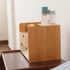 Merkloos Decopatent® Luxe Make-up Organizer Met 3 Lades - Cosmetica Organizer Make Up Met Schuiflade Bamboe Hout - Cosmeticahouder - Toren -Cosmetica Aanbiedingen 1200x1200 365