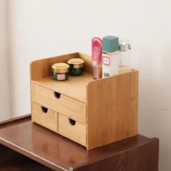 Merkloos Decopatent® Luxe Make-up Organizer Met 3 Lades - Cosmetica Organizer Make Up Met Schuiflade Bamboe Hout - Cosmeticahouder - Toren -Cosmetica Aanbiedingen 1200x1200 370