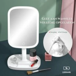HighHome - Make Up Spiegel Met Led Verlichting - Inclusief 10x Spiegel - 3 Warmtes - 360 °C Draaibaar -Cosmetica Aanbiedingen 1200x1200 5
