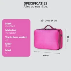 Cosmetica Koffer - Make-up Koffer Met Verstelbare Vakken - Visagie En Nagelstyliste Beauty Koffer - 40x30x14CM - Roze -Cosmetica Aanbiedingen 1200x1200 95