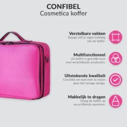 Cosmetica Koffer - Make-up Koffer Met Verstelbare Vakken - Visagie En Nagelstyliste Beauty Koffer - 40x30x14CM - Roze -Cosmetica Aanbiedingen 1200x1200 97