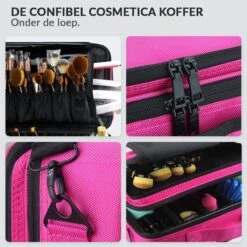 Cosmetica Koffer - Make-up Koffer Met Verstelbare Vakken - Visagie En Nagelstyliste Beauty Koffer - 40x30x14CM - Roze -Cosmetica Aanbiedingen 1200x1200 98