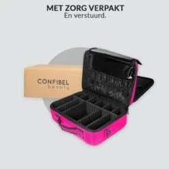 Cosmetica Koffer - Make-up Koffer Met Verstelbare Vakken - Visagie En Nagelstyliste Beauty Koffer - 40x30x14CM - Roze -Cosmetica Aanbiedingen 1200x1200 99