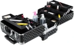 Dreamble Make-up Koffer - Make-up Trolley - Zwart - Rijdbaar - Met Wieltjes - Compact - 8 Vakken - Met Slot - 2 Sleutels -Cosmetica Aanbiedingen 1200x732