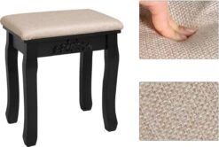 Merkloos Kaptafel, Kaptafel Met Grote Spiegel Zonder Frame, Toilettafel, Kaptafel, Voor Make-up, Gewatteerde Kruk, 5 Laden, Verplaatsbare Opbergdoos, Zwart RDT25BK -Cosmetica Aanbiedingen 1200x805