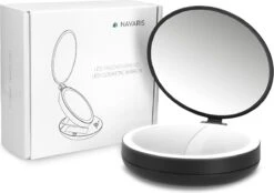 Navaris 1x/5x Vergrotende Make-up Spiegel - Compacte Opvouwbare Kap- En Reisspiegel - Led-verlichte Dubbelzijdige Make-upspiegel - Zwart -Cosmetica Aanbiedingen 1200x847 1