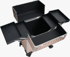 Koffer Gouden Kleur | Beautycase / Beautykoffer / Trolley Van Aluminium - 8 Wielen - Kapper Koffer - Tattoo Koffer - Nagel Koffer - Make-up Koffer -Cosmetica Aanbiedingen 1200x979