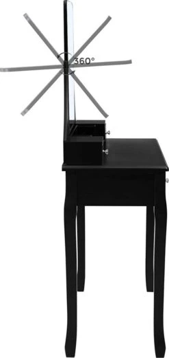 Merkloos Kaptafel, Kaptafel Met Grote Spiegel Zonder Frame, Toilettafel, Kaptafel, Voor Make-up, Gewatteerde Kruk, 5 Laden, Verplaatsbare Opbergdoos, Zwart RDT25BK -Cosmetica Aanbiedingen 569x1200